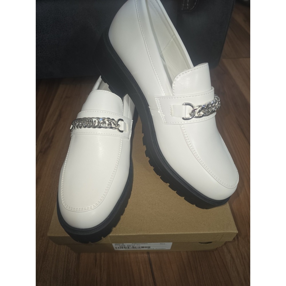 IDIFU IN2 Platform Loafers White Chain Chunky Heel Penny Loafer P2ROC24SCI 9